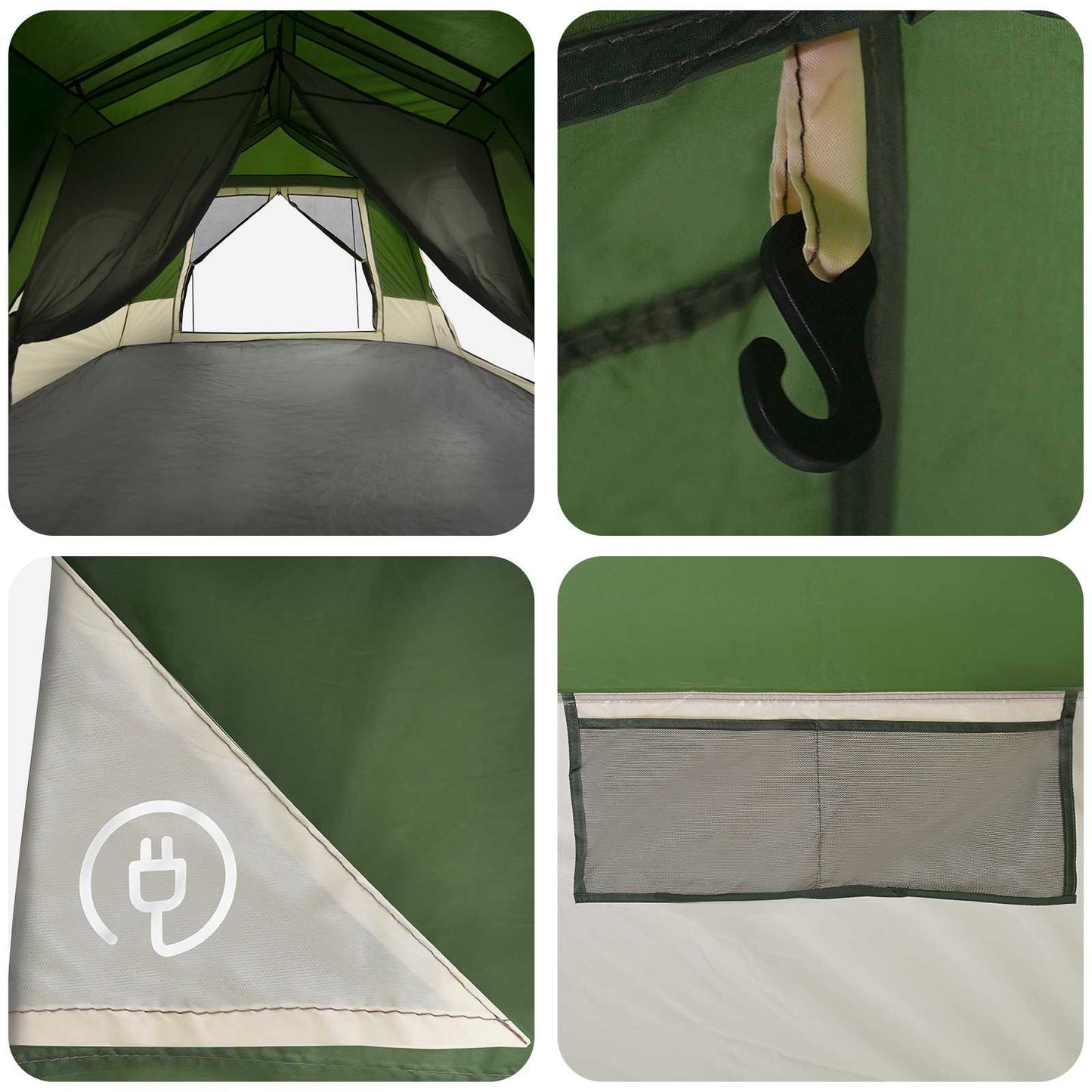 vidaXL Instant Tent Green 8-Person 185T Polyester with PU Coating