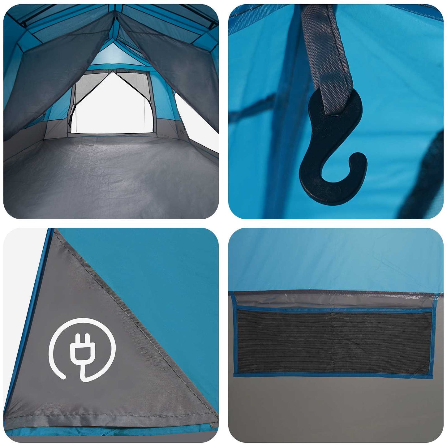 vidaXL Instant Tent Blue 8-Person 185T Polyester with PU Coating