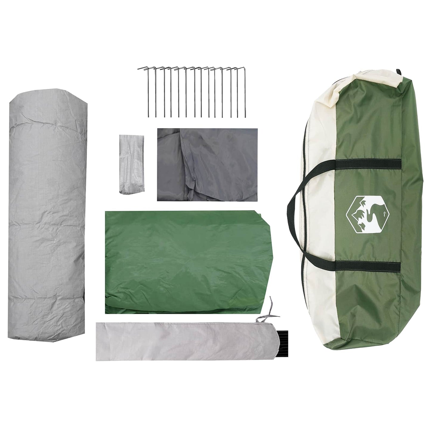 vidaXL Instant Tent Green 10-Person 185T Polyester with PU Coating