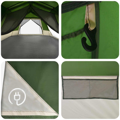 vidaXL Instant Tent Green 10-Person 185T Polyester with PU Coating