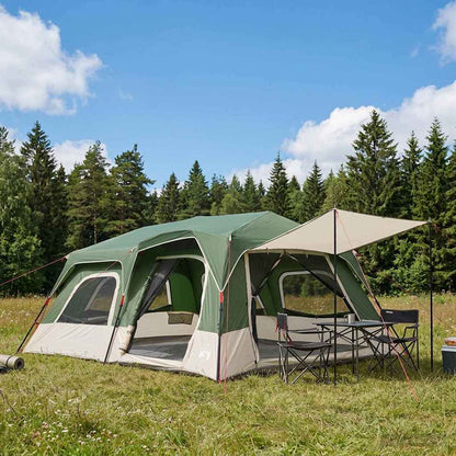 vidaXL Instant Tent Green 10-Person 185T Polyester with PU Coating