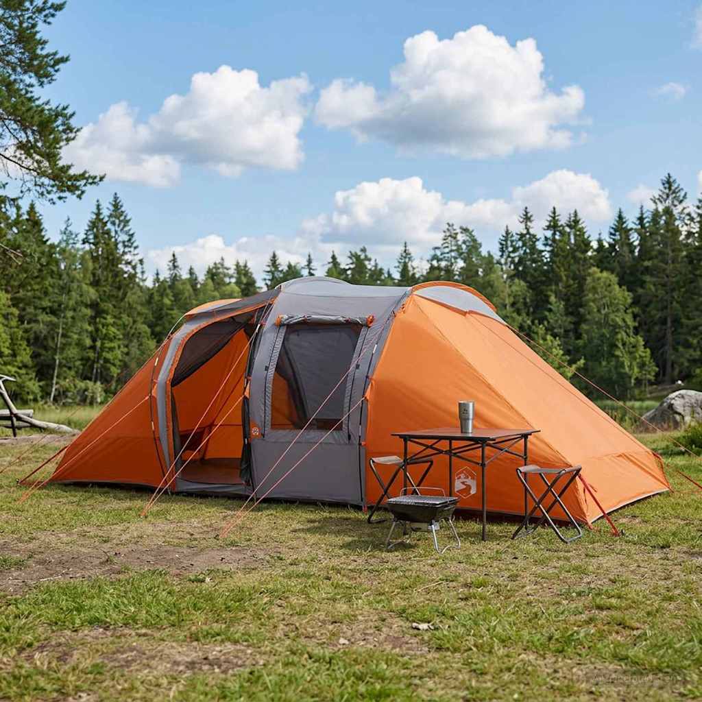 vidaXL Instant Tent Grey and Orange 524 x 232 x 192 cm