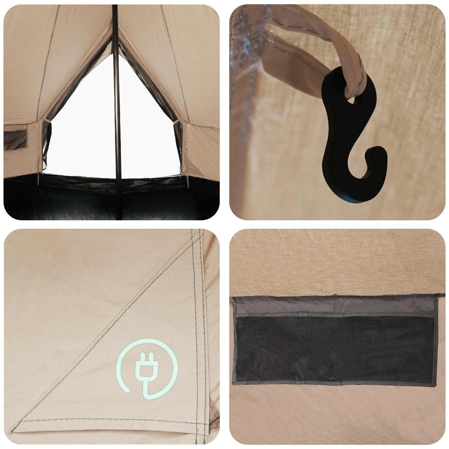 vidaXL Family Tent Cream 6-Person Polycotton