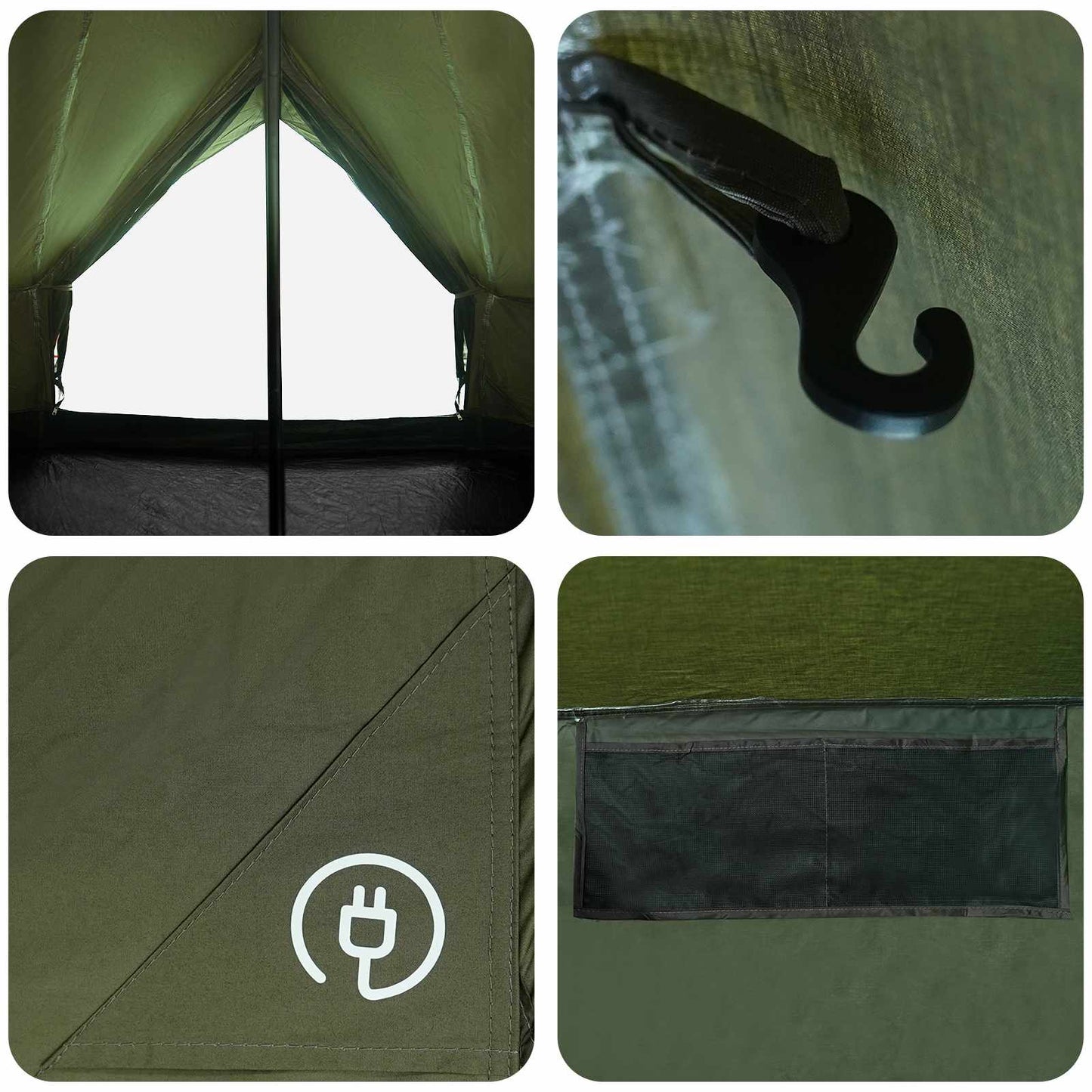 vidaXL Family Tent Army Green 10-Person Polycotton