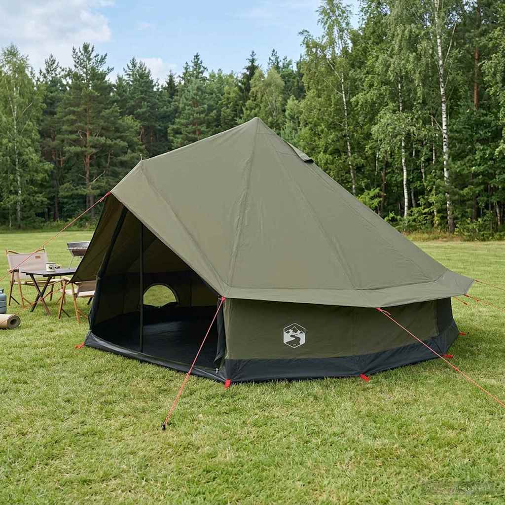 vidaXL Family Tent Army Green 10-Person Polycotton