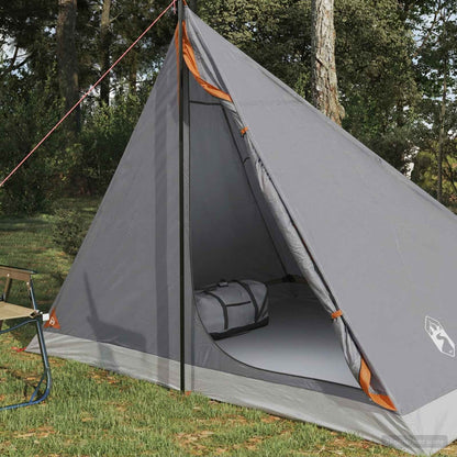 vidaXL Backpacking Tent Grey and Orange 4-Person