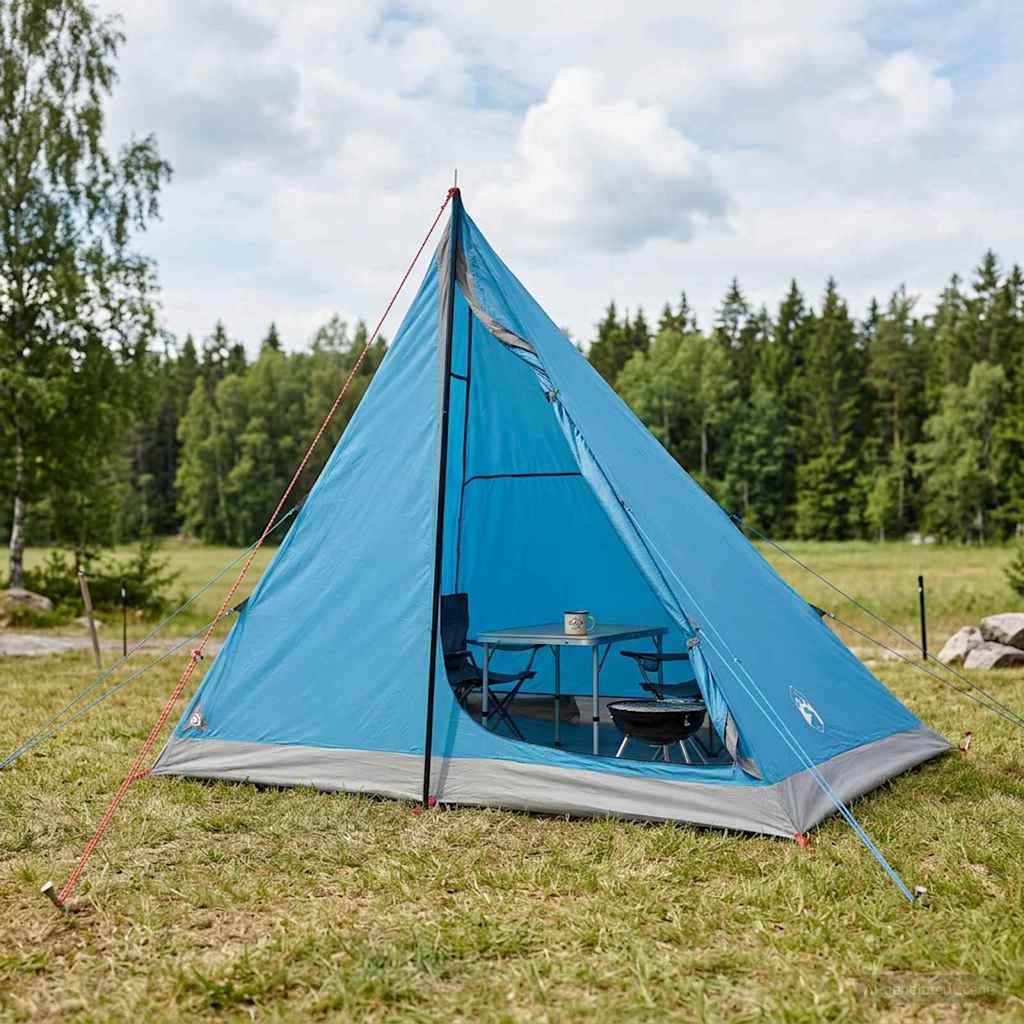 vidaXL Backpacking Tent Blue 2-Person 185T Polyester with PU Coating