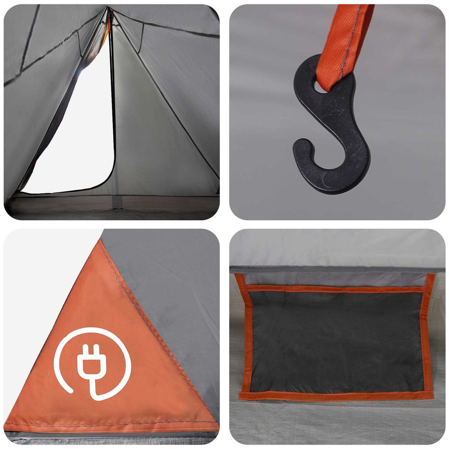 vidaXL Backpacking Tent Grey and Orange 2-Person