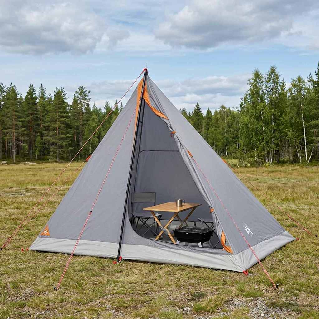 vidaXL Backpacking Tent Grey and Orange 2-Person