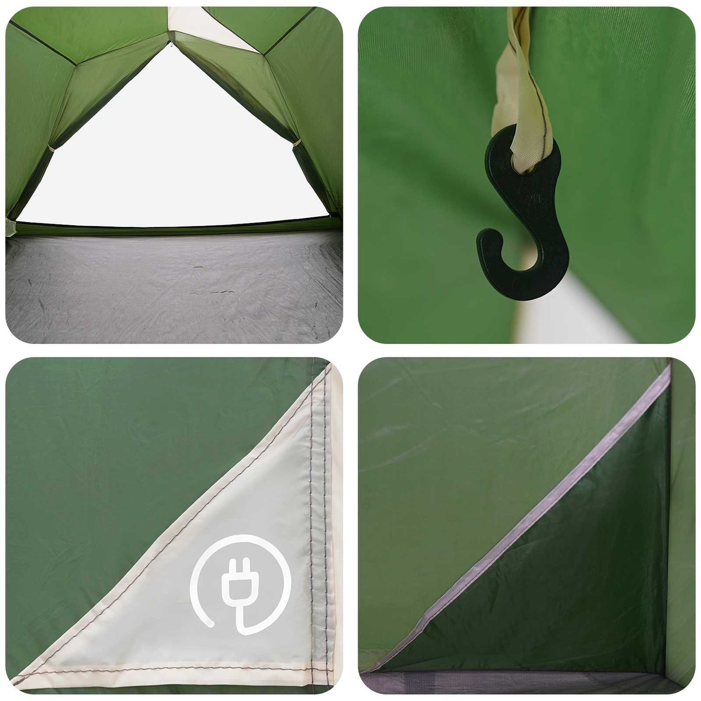 vidaXL Tunnel Tent Green 4-Person 185T Polyester with PU Coating