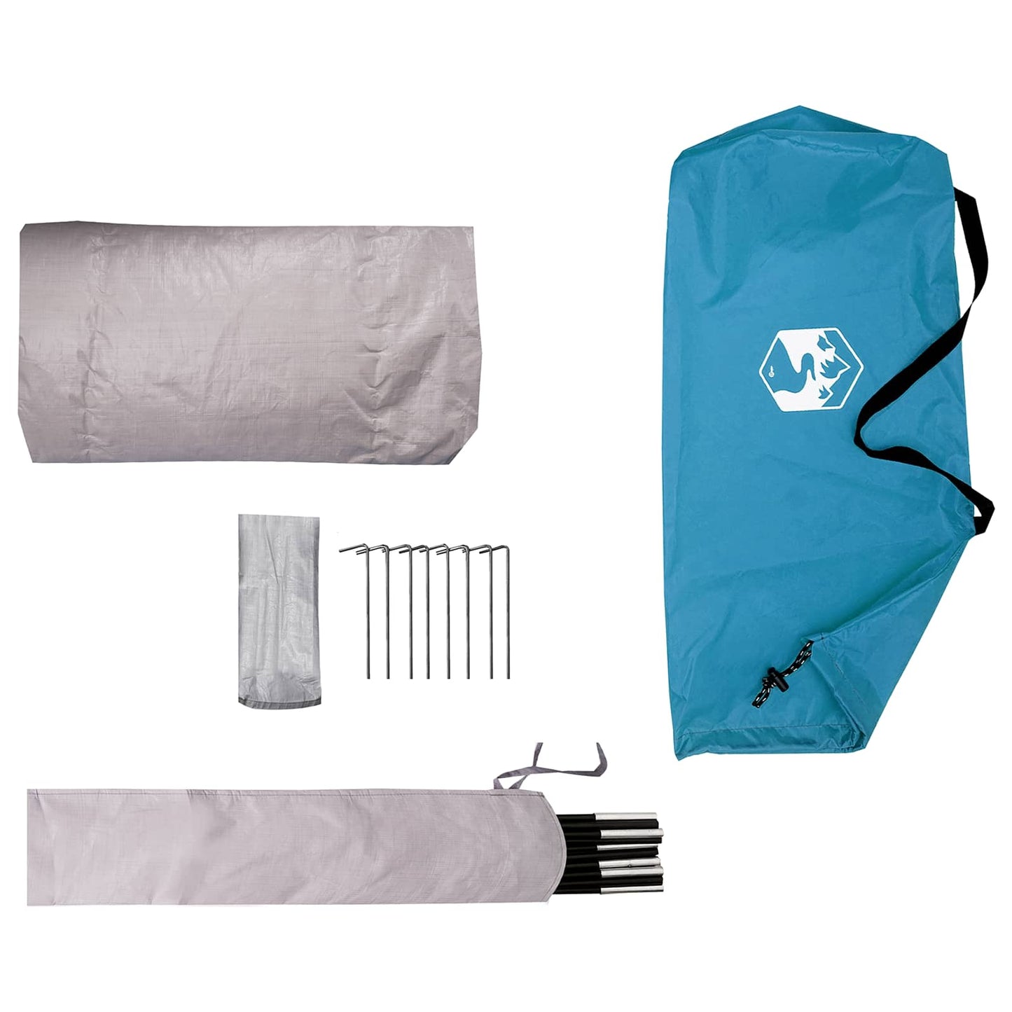 vidaXL Tunnel Tent Blue 4-Person 185T Polyester with PU Coating