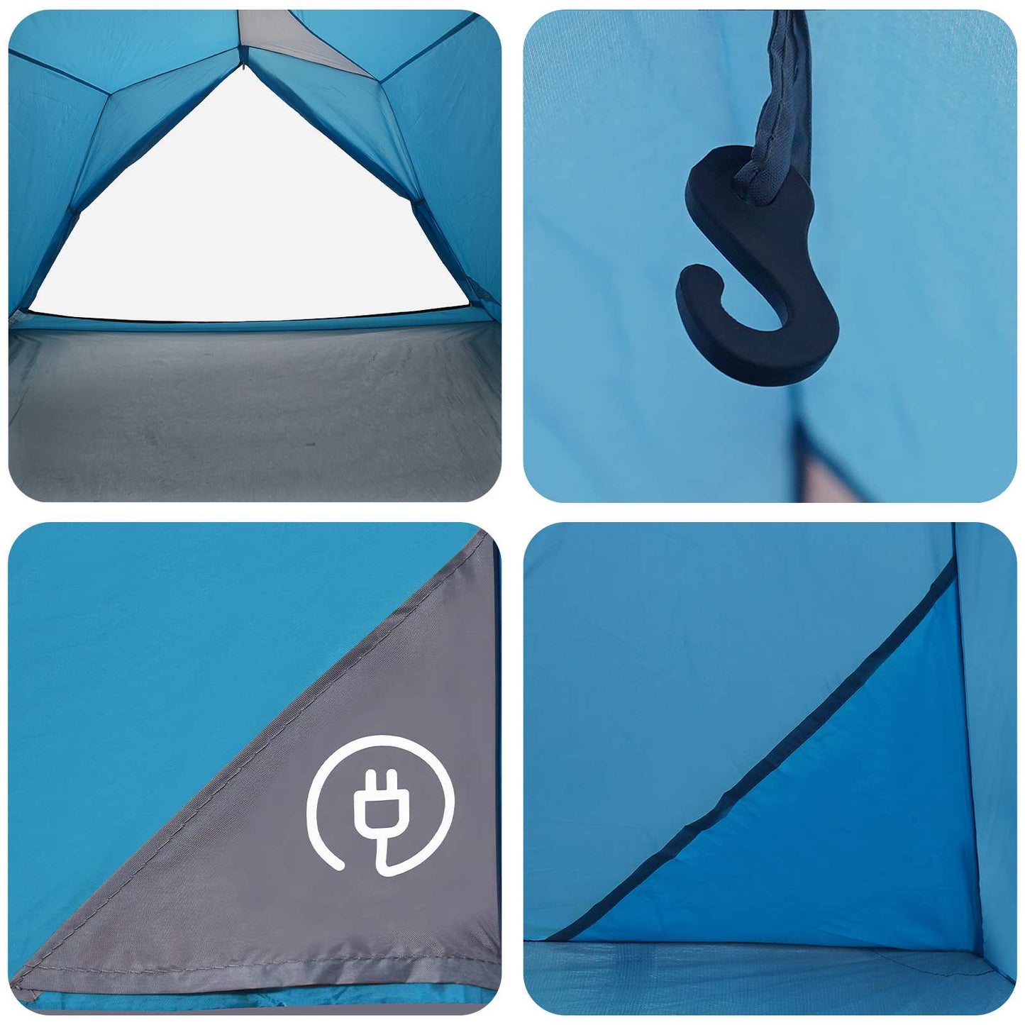 vidaXL Tunnel Tent Blue 4-Person 185T Polyester with PU Coating