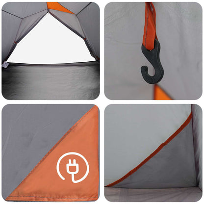 vidaXL Tunnel Tent Grey and Orange 4-Person