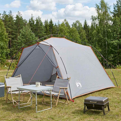 vidaXL Tunnel Tent Grey and Orange 4-Person