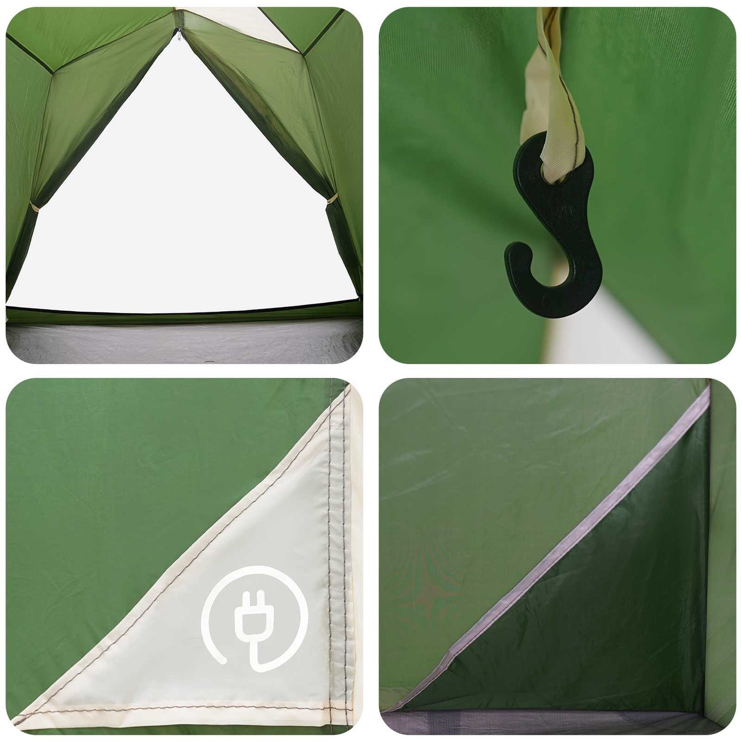 vidaXL Tunnel Tent Green 2-Person 185T Polyester with PU Coating