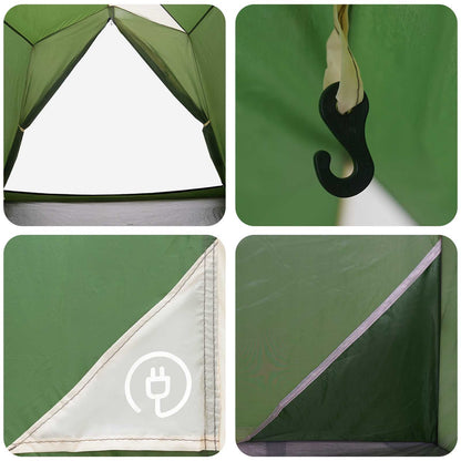 vidaXL Tunnel Tent Green 2-Person 185T Polyester with PU Coating
