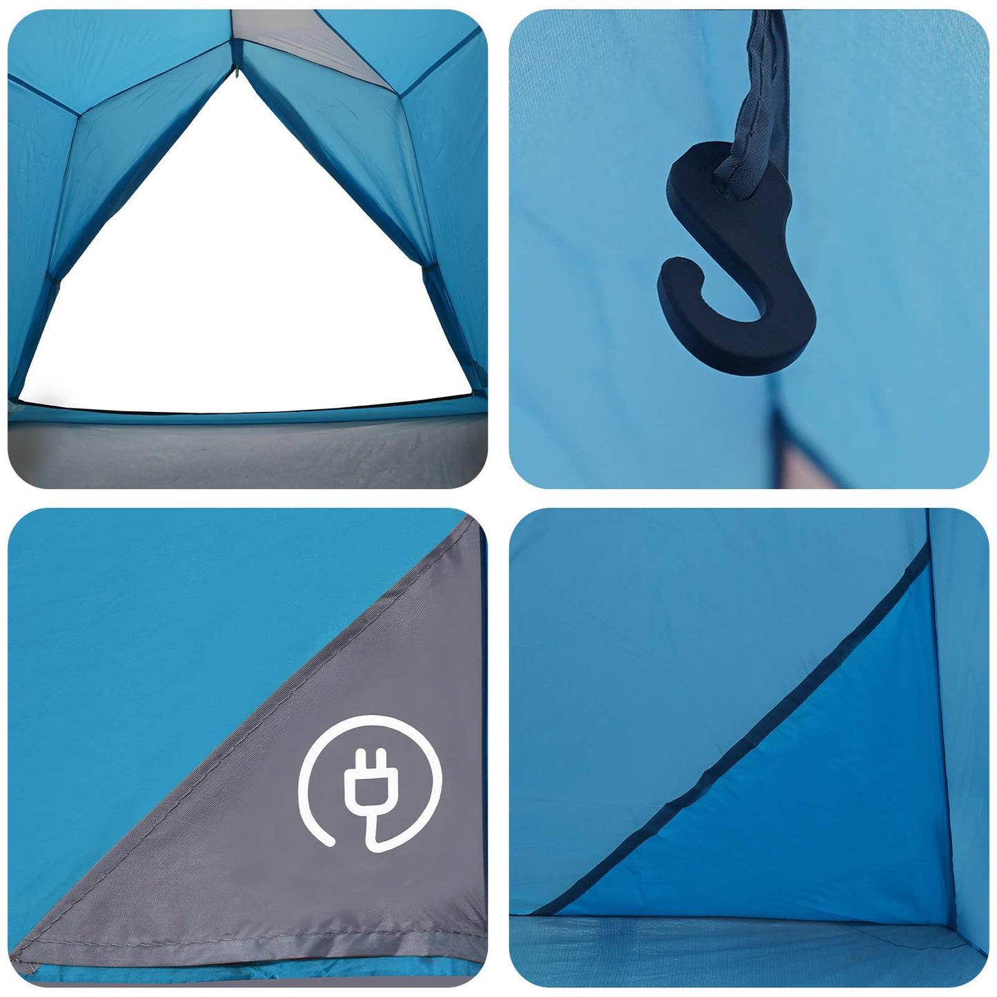 vidaXL Tunnel Tent Blue 2-Person 185T Polyester with PU Coating
