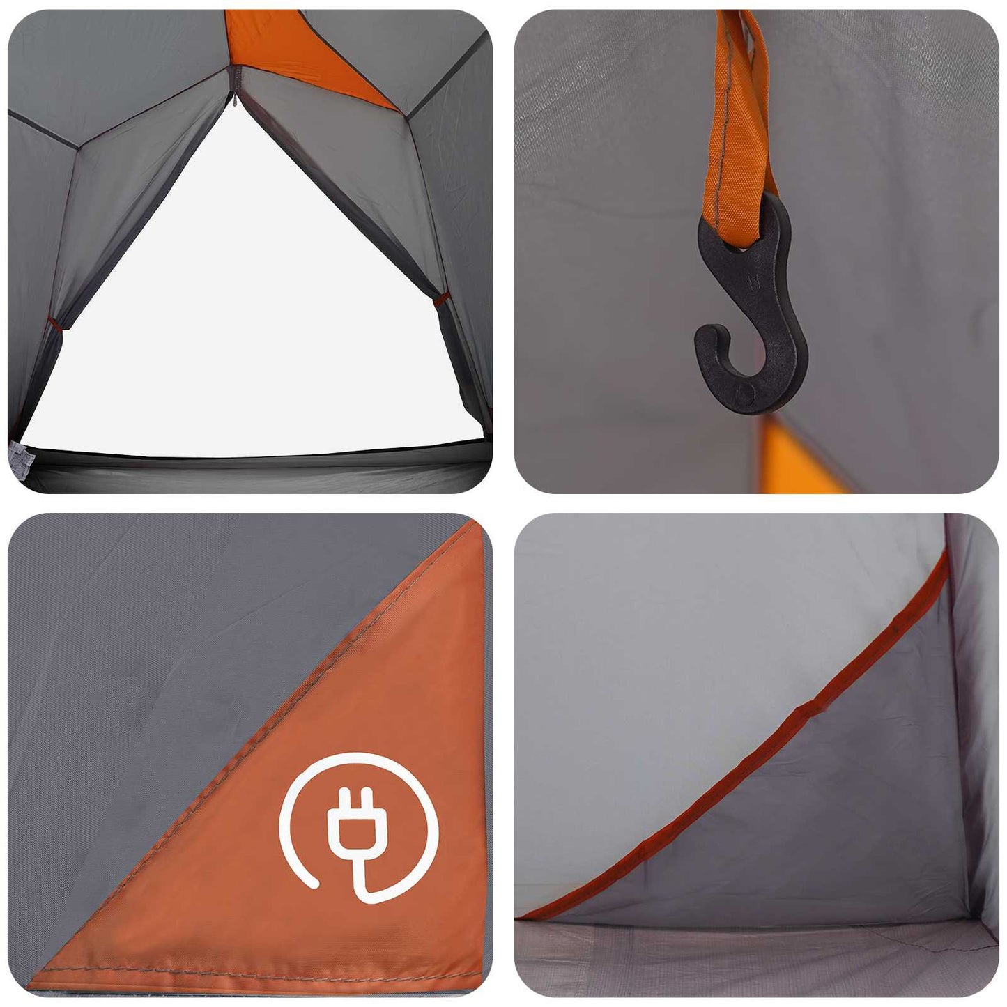 vidaXL Tunnel Tent 2-Person Grey and Orange
