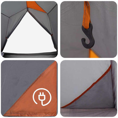 vidaXL Tunnel Tent Grey and Orange 2-Person
