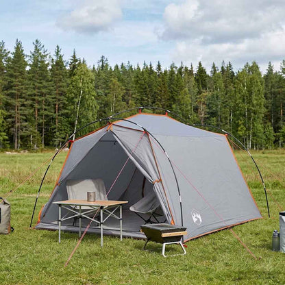 vidaXL Tunnel Tent Grey and Orange 2-Person