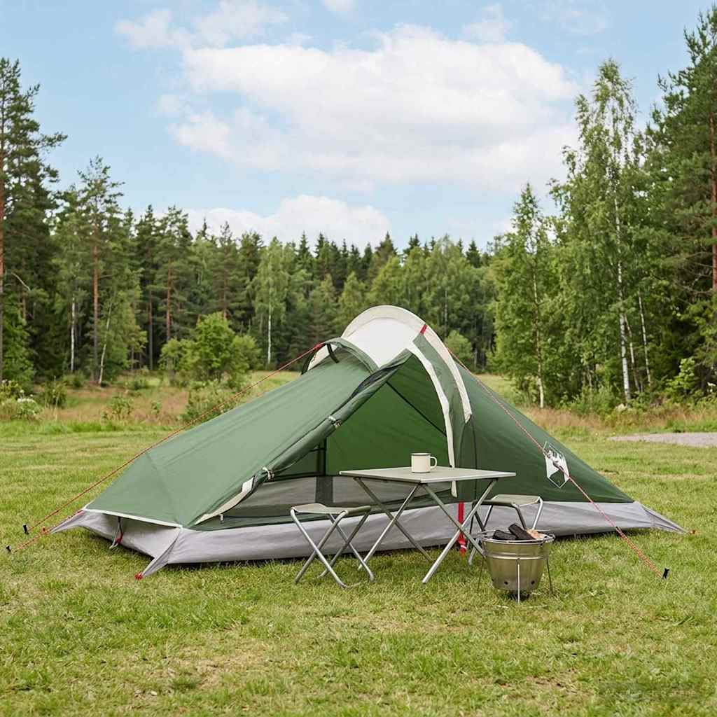 vidaXL Backpacking Tent Green 4-Person 185T Polyester with PU Coating
