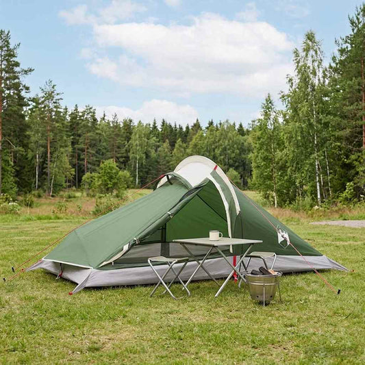 vidaXL Backpacking Tent Green 4-Person 185T Polyester with PU Coating