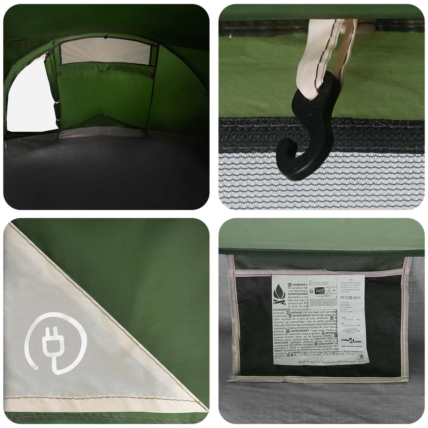 vidaXL Backpacking Tent Green 2-Person 185T Polyester with PU Coating