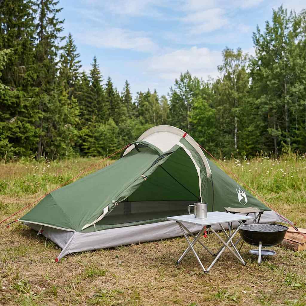 vidaXL Backpacking Tent Green 2-Person 185T Polyester with PU Coating