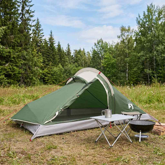vidaXL Backpacking Tent Green 2-Person 185T Polyester with PU Coating