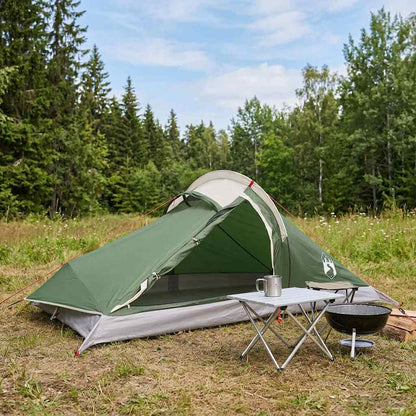 vidaXL Backpacking Tent Green 2-Person 185T Polyester with PU Coating
