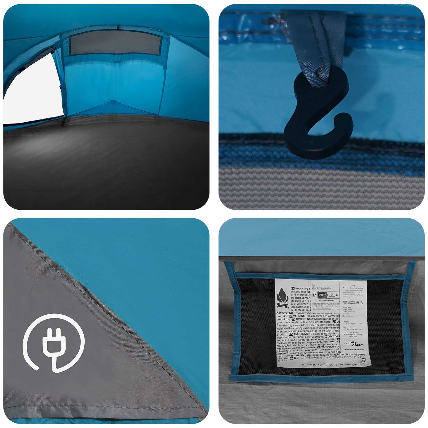 vidaXL Backpacking Tent Blue 2-Person 185T Polyester with PU Coating