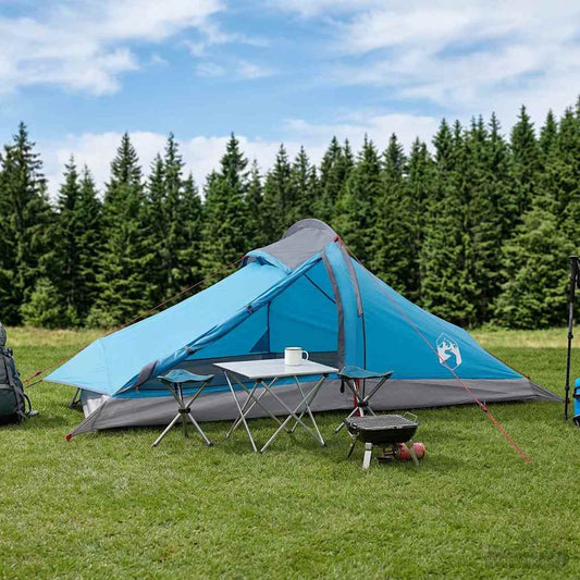 vidaXL Backpacking Tent Blue 2-Person 185T Polyester with PU Coating