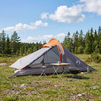 vidaXL Backpacking Tent Grey and Orange 2-Person