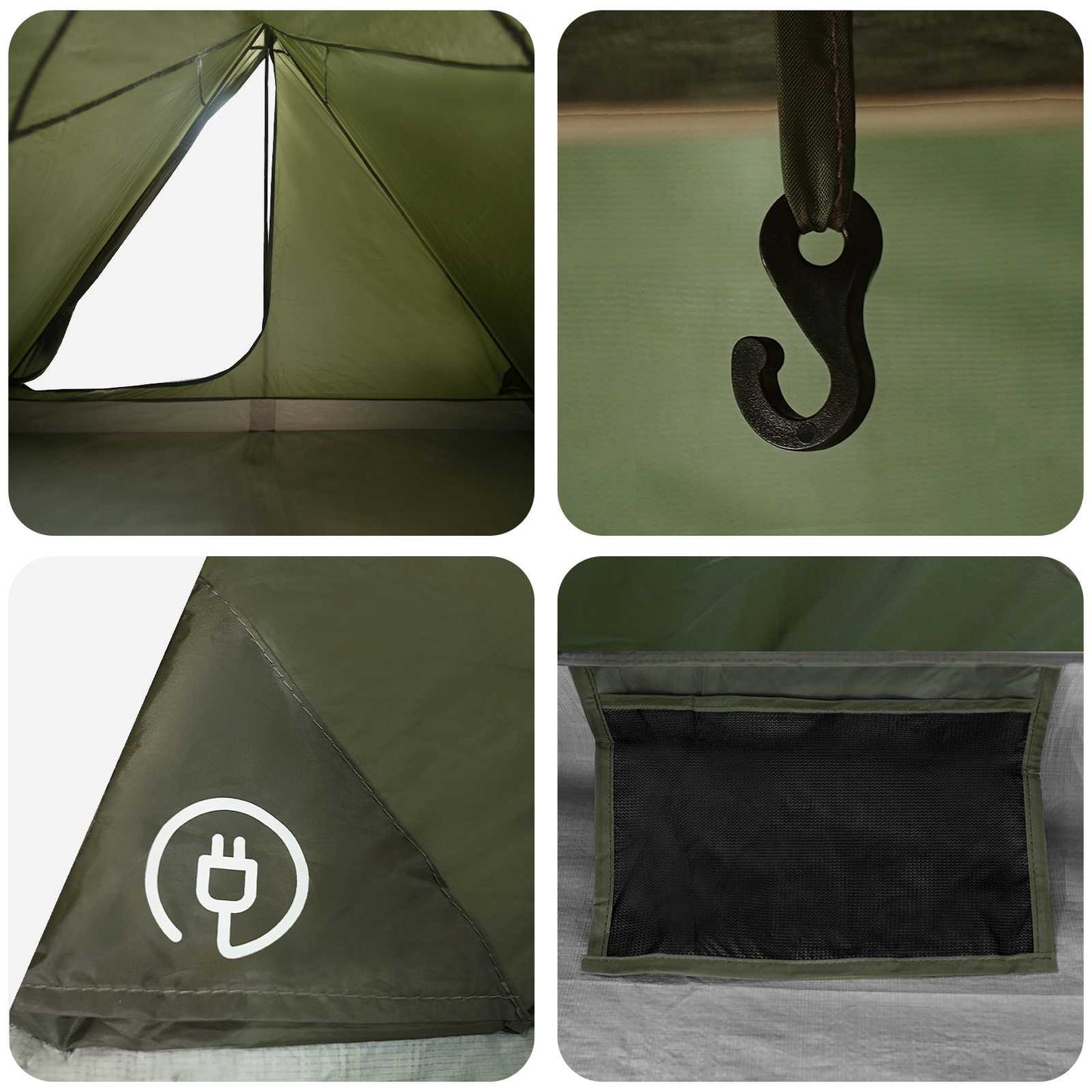 vidaXL Backpacking Tent Olive Green 4-Person