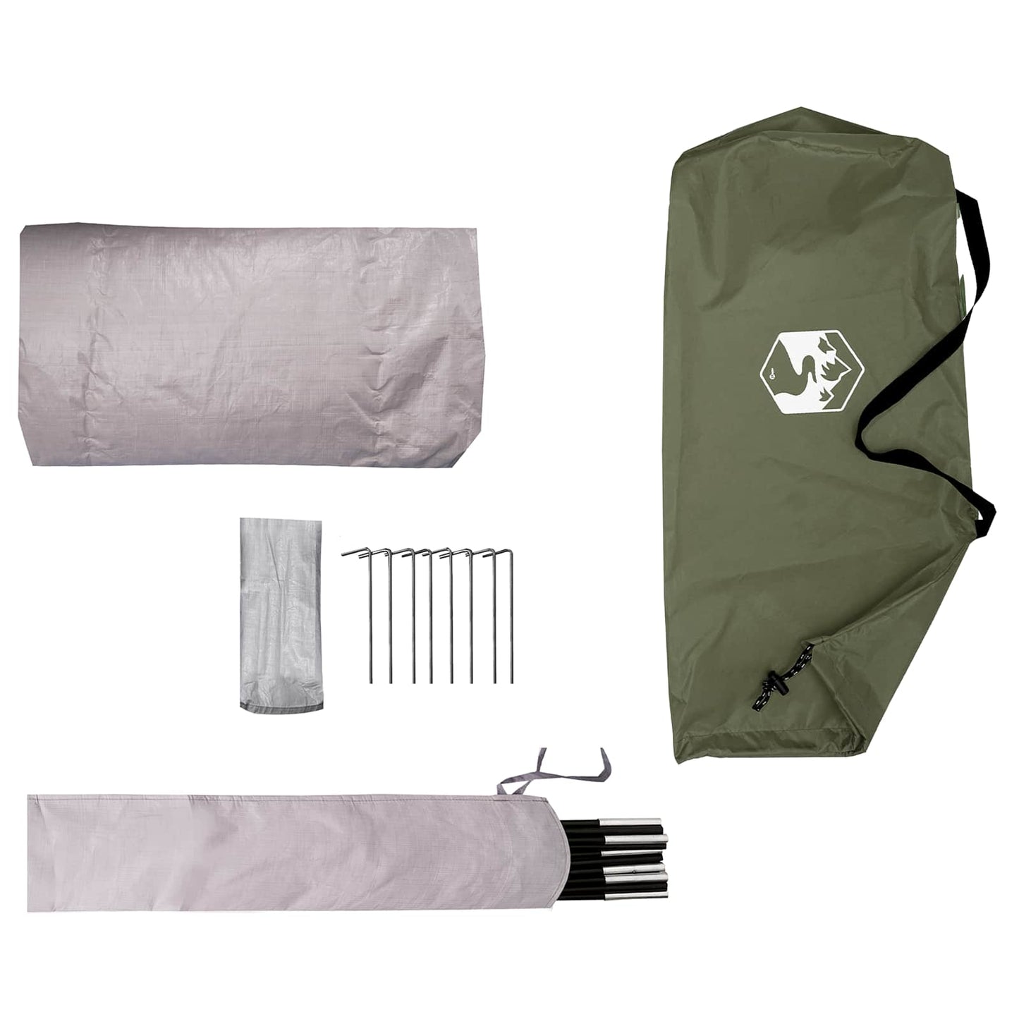 vidaXL Tunnel Tent Olive Green 4-Person 185T Polyester with PU Coating