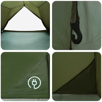 vidaXL Tunnel Tent Olive Green 4-Person 185T Polyester with PU Coating