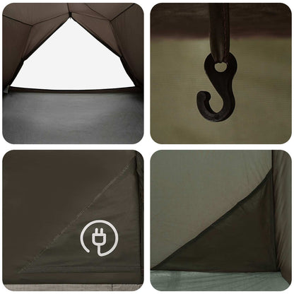 vidaXL Tunnel Tent Brown and Grey 4-Person