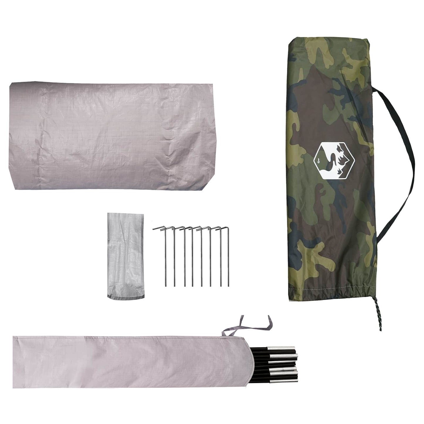 vidaXL Tunnel Tent 4-Person Camouflage 185T Polyester with PU Coating