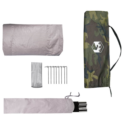 vidaXL Tunnel Tent 4-Person Camouflage 185T Polyester with PU Coating