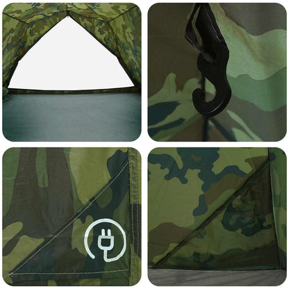 vidaXL Tunnel Tent 4-Person Camouflage 185T Polyester with PU Coating