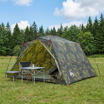 vidaXL Tunnel Tent 4-Person Camouflage 185T Polyester with PU Coating