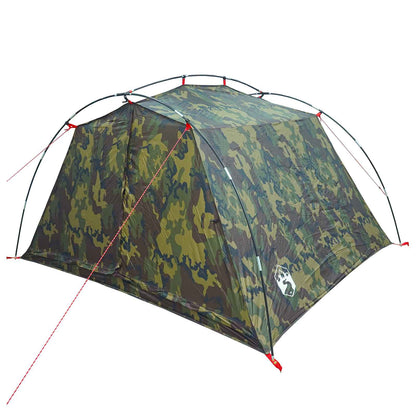 vidaXL Tunnel Tent 4-Person Camouflage 185T Polyester with PU Coating