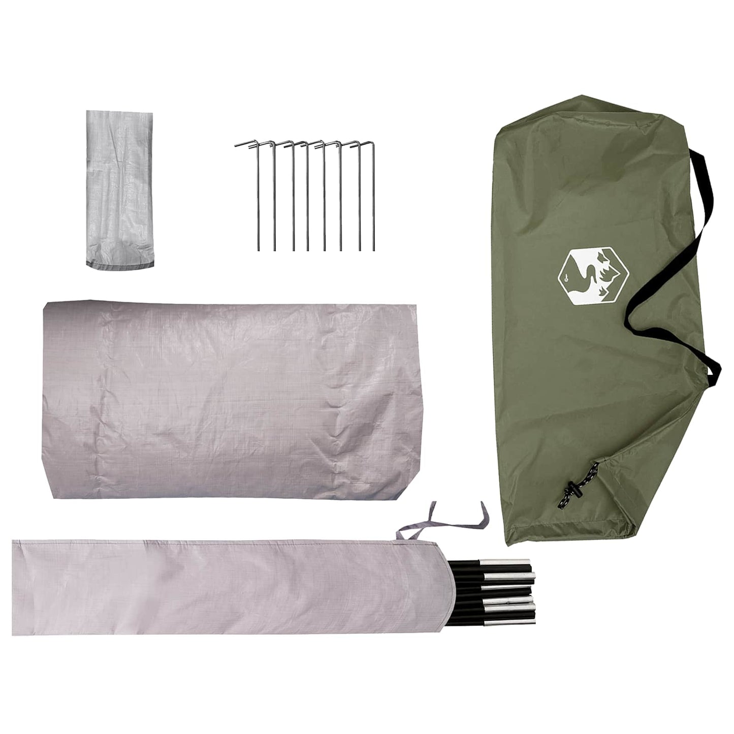 vidaXL Tunnel Tent Olive Green 2-Person 185T Polyester with PU Coating
