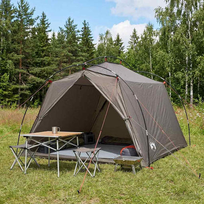 vidaXL Tunnel Tent Brown and Grey 2-Person