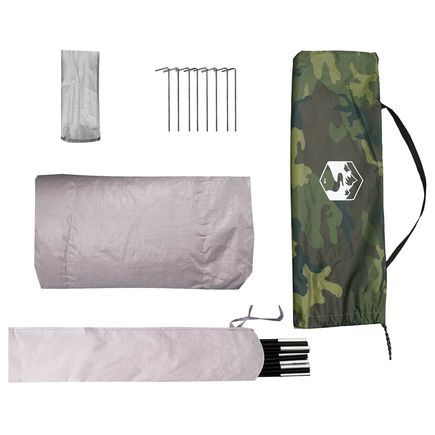 vidaXL Tunnel Tent 2-Person Camouflage 185T Polyester with PU Coating