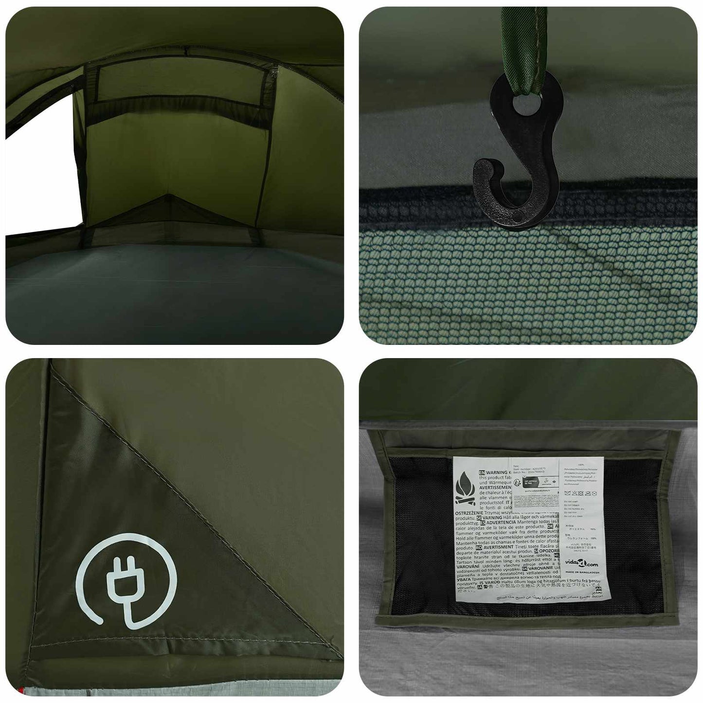 vidaXL Backpacking Tent Olive Green 4-Person