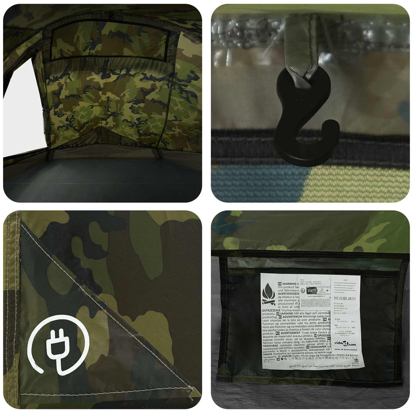 vidaXL Backpacking Tent Camouflage 4-Person