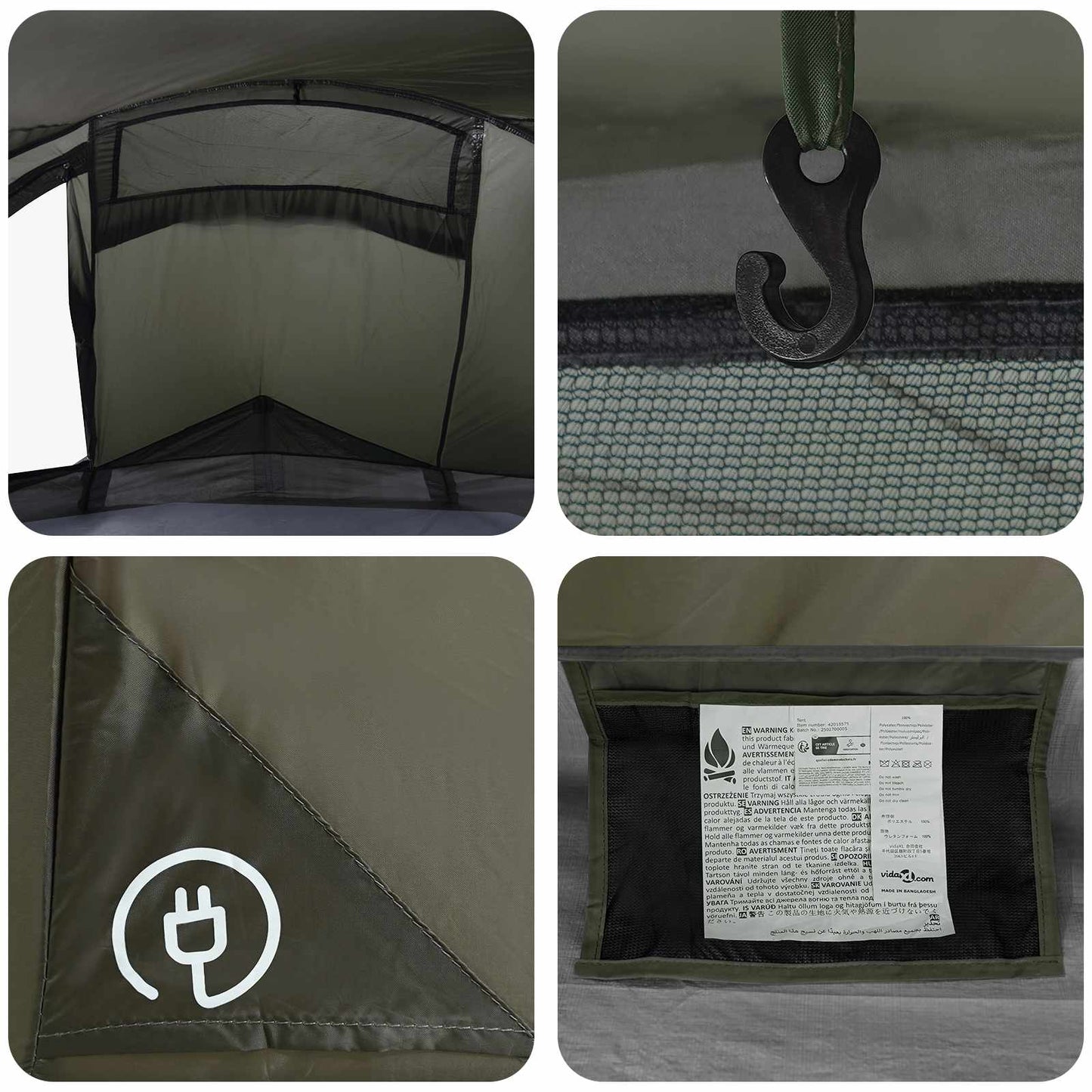 vidaXL Backpacking Tent Olive Green 2-Person
