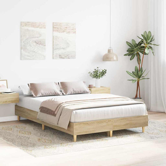 vidaXL Bed Frame Sonoma 137 x 190 cm Engineered Wood