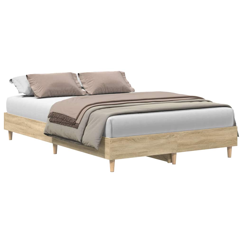 vidaXL Bed Frame Sonoma 137 x 190 cm Engineered Wood